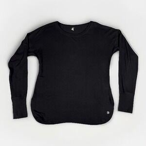 Ideology Top Womens Medium Black Rayon‎ Stretch Knitted Ribbed Sleeve Trendy